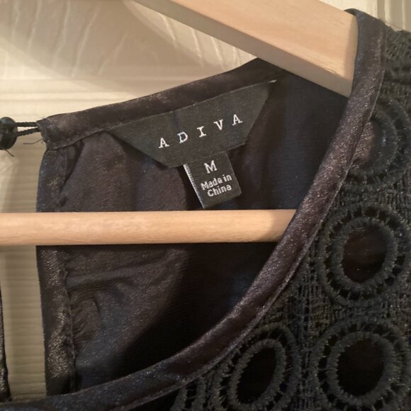 Adiva Womens Black LaceShort Sleeve Blouse - EUC - Picture 5 of 10